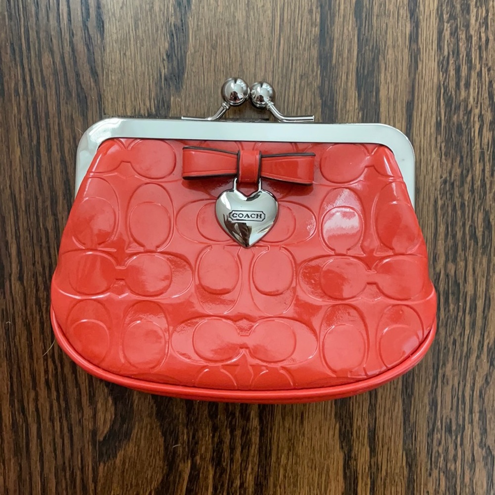 Coach Embossed Liquid Gloss Framed Coin Purse